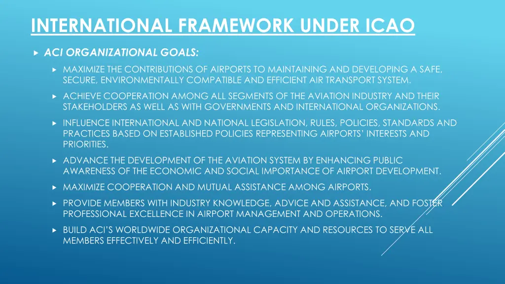 international framework under icao 5