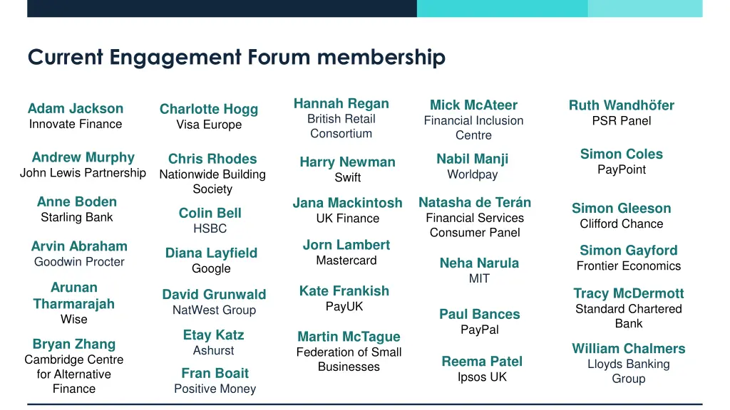 current engagement forum membership