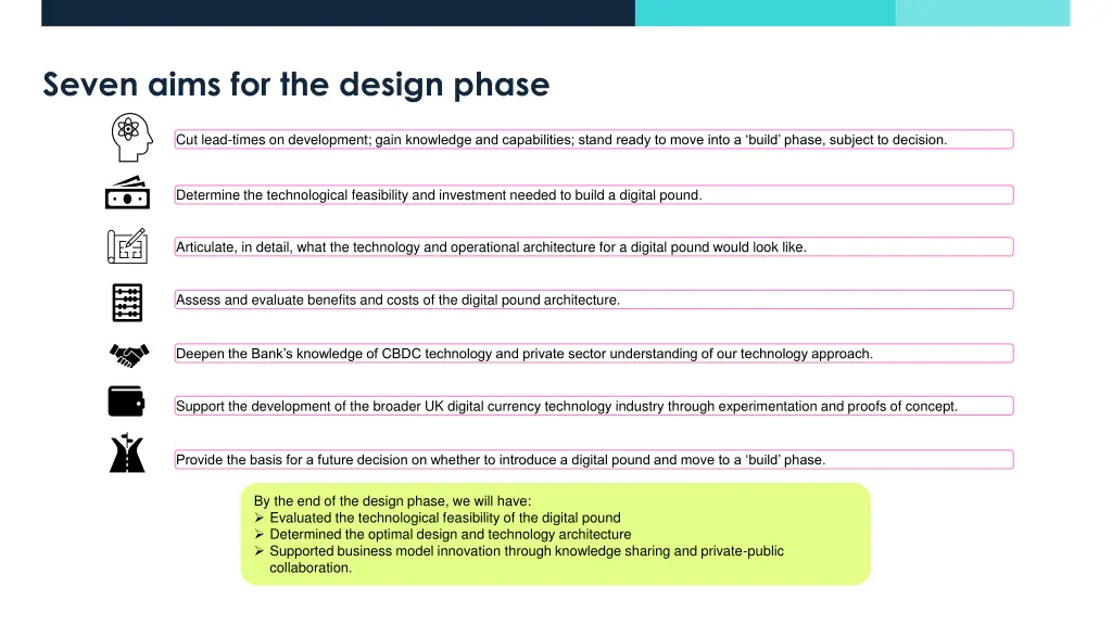 seven aims for the design phase