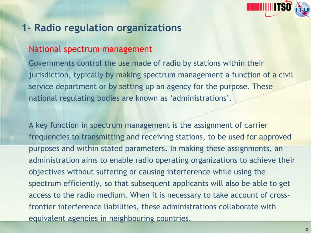 1 radio regulation organizations