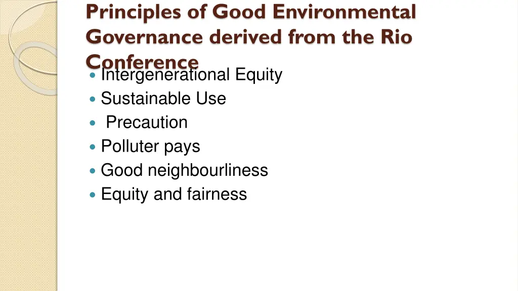 principles of good environmental governance