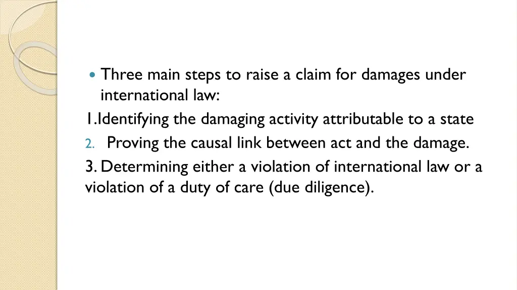 three main steps to raise a claim for damages