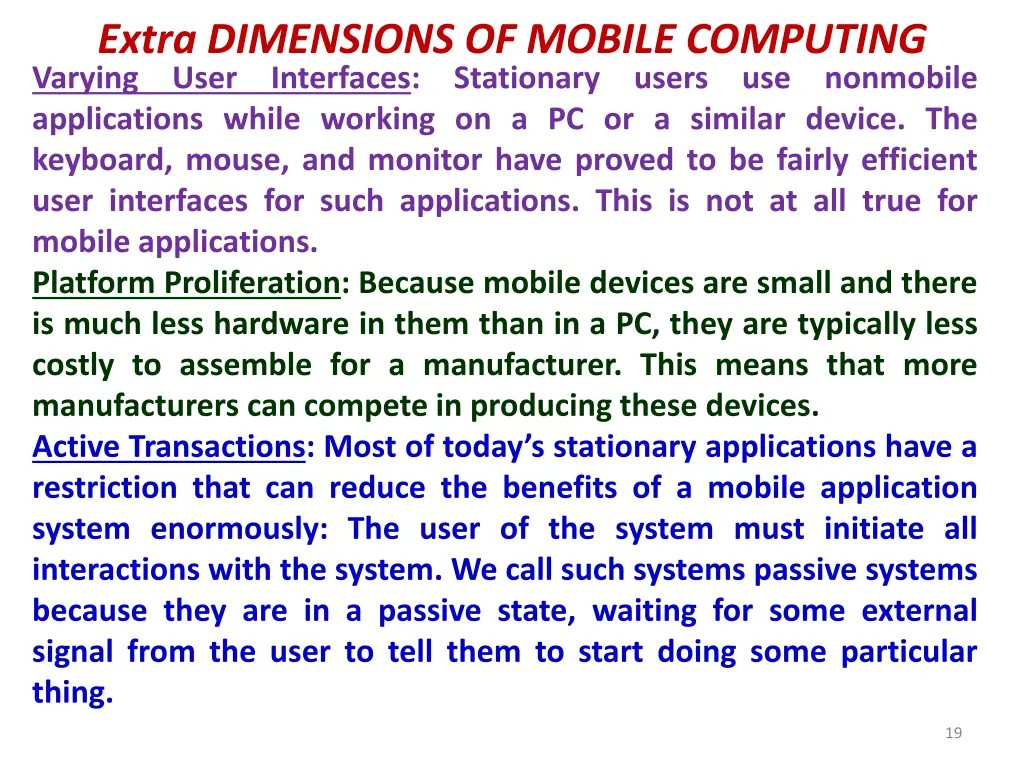 extra dimensions of mobile computing varying user