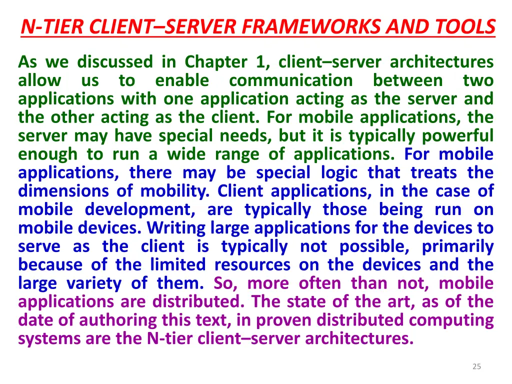 n tier client server frameworks and tools