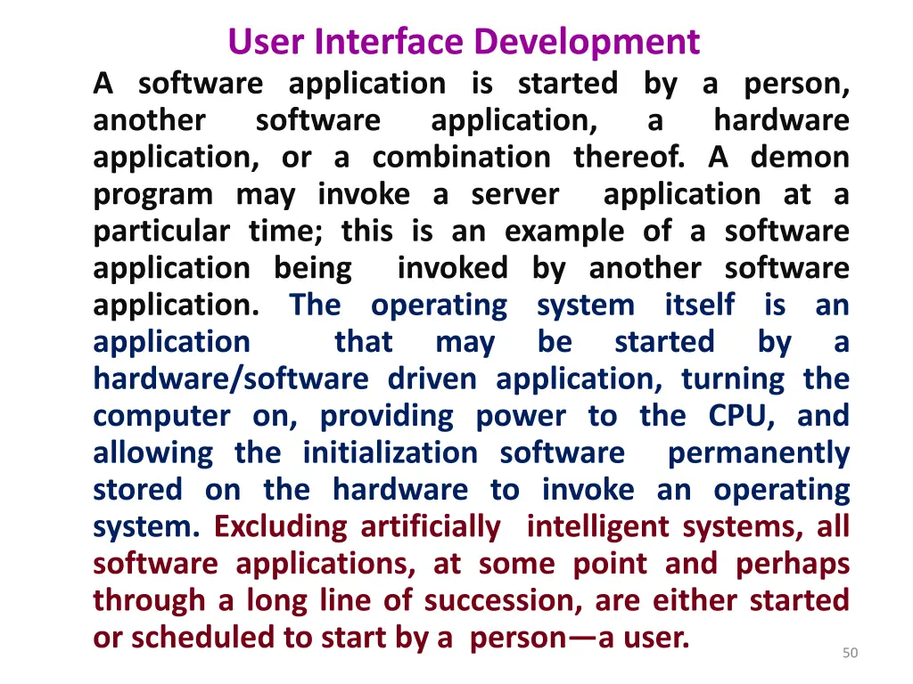 user interface development a software application