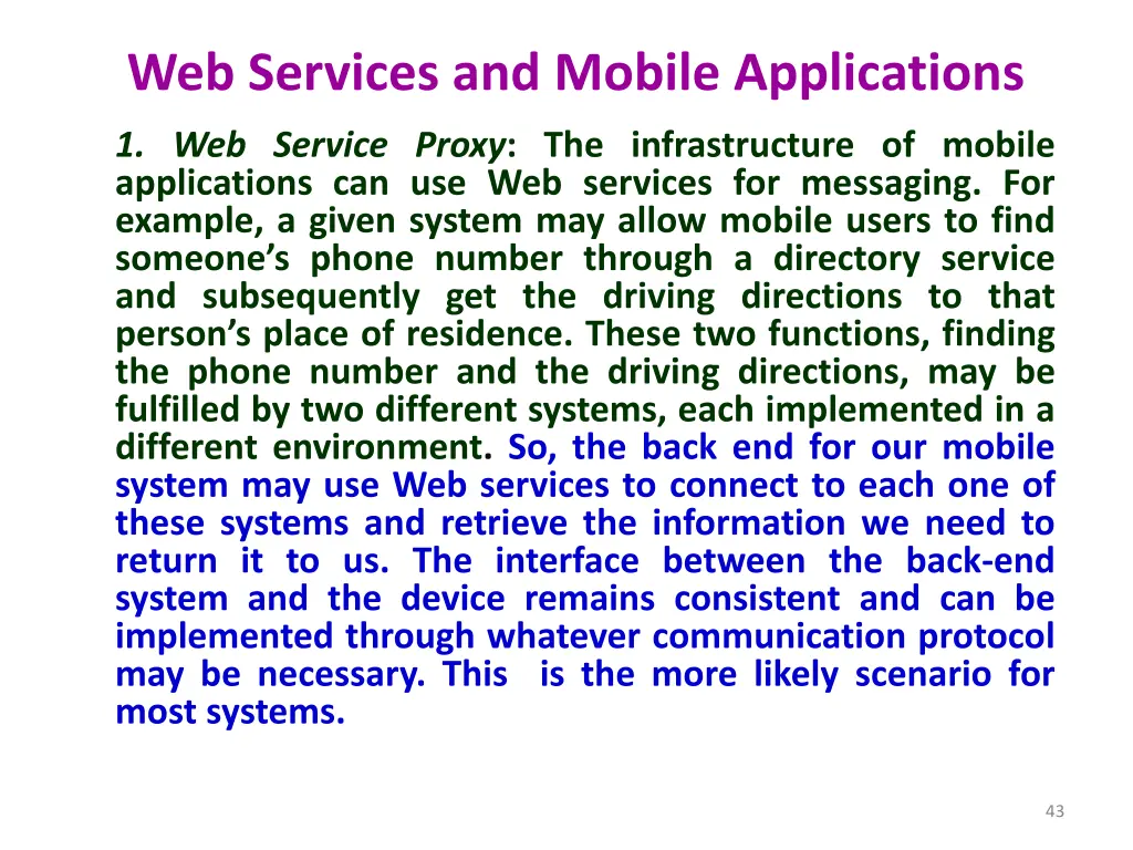 web services and mobile applications