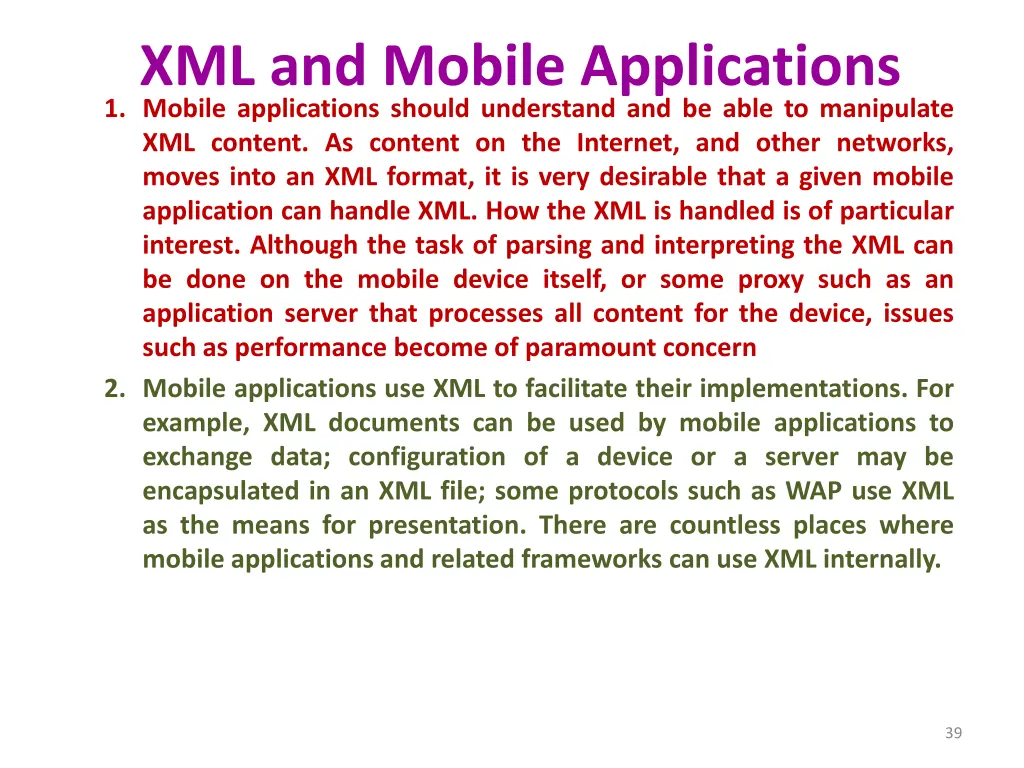 xml and mobile applications 1 mobile applications