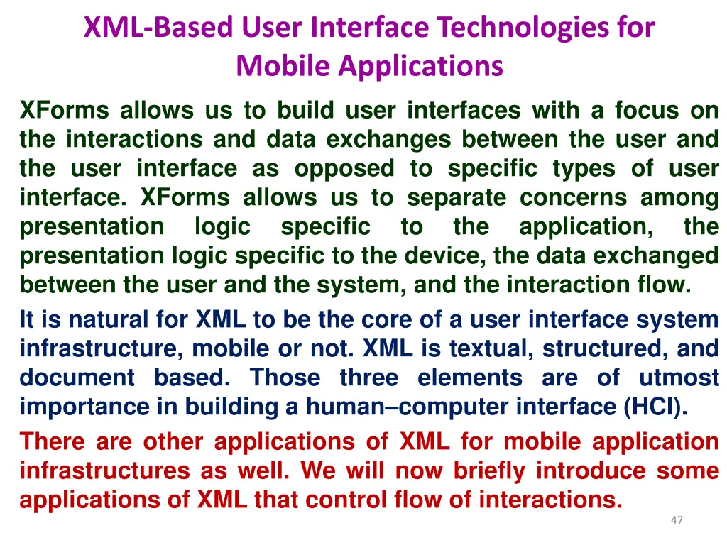 xml based user interface technologies for mobile 1