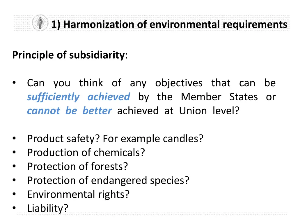 1 harmonization of environmental requirements 4