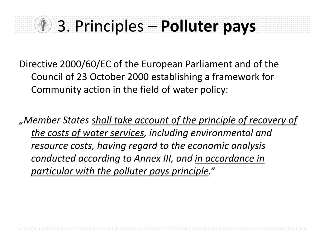 3 principles polluter pays