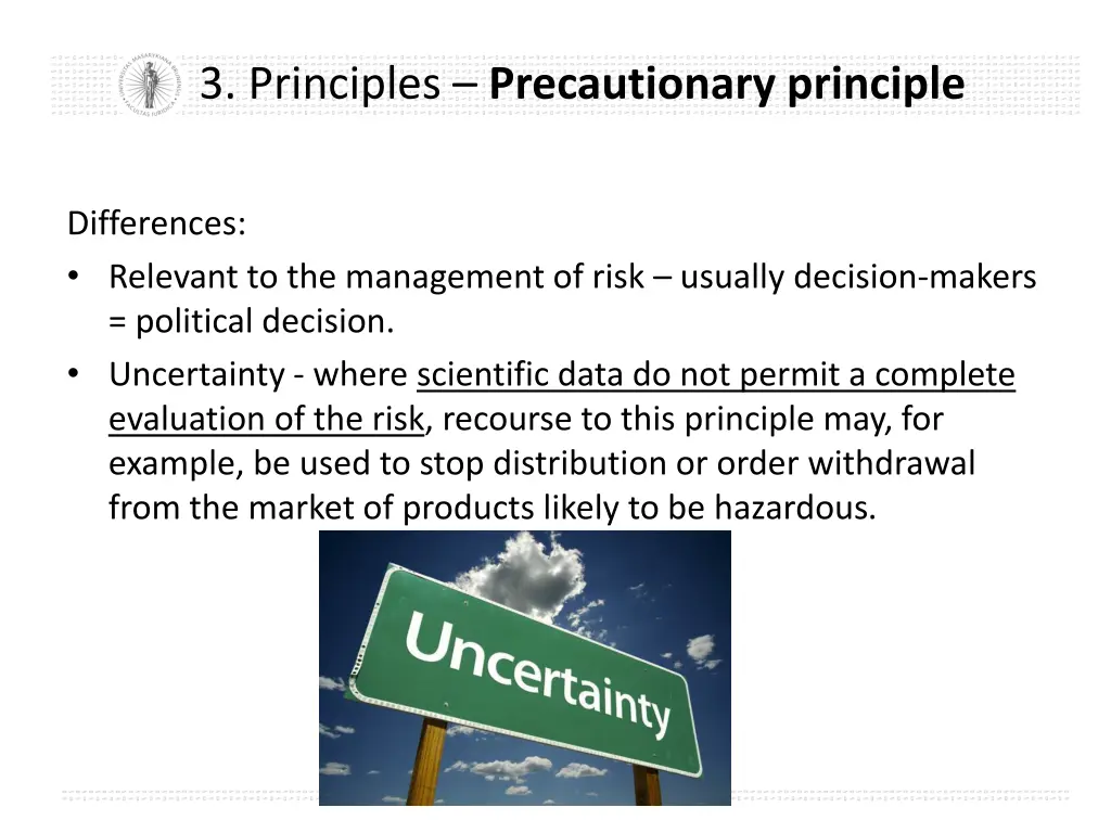 3 principles precautionary principle