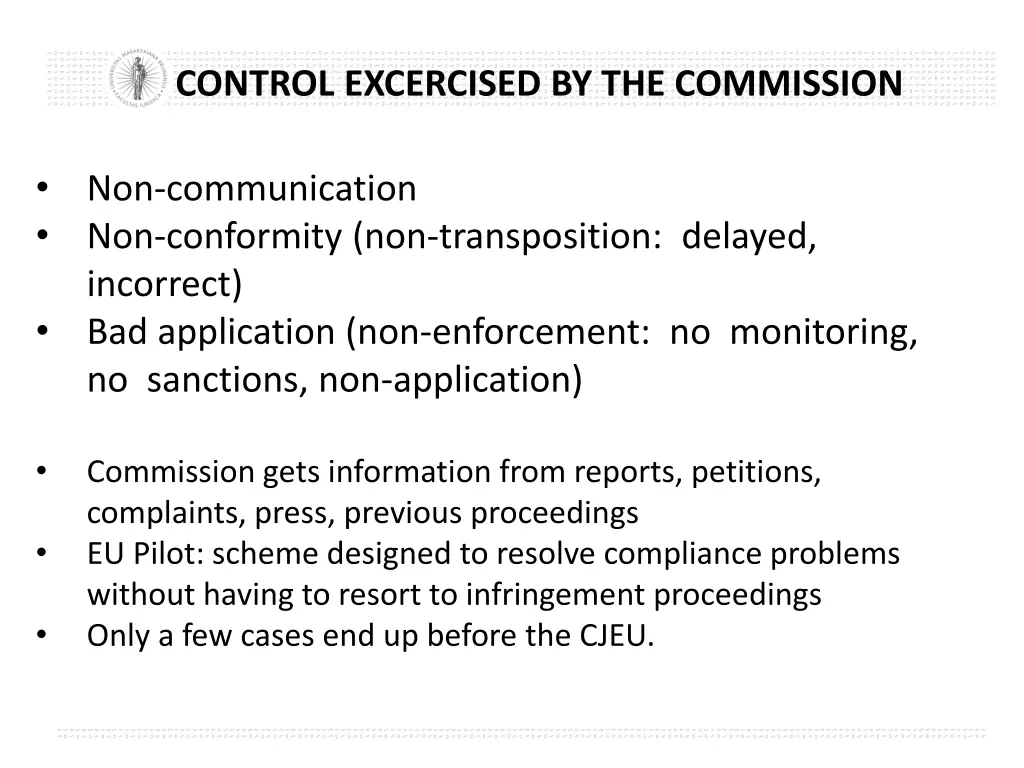 control excercised by the commission