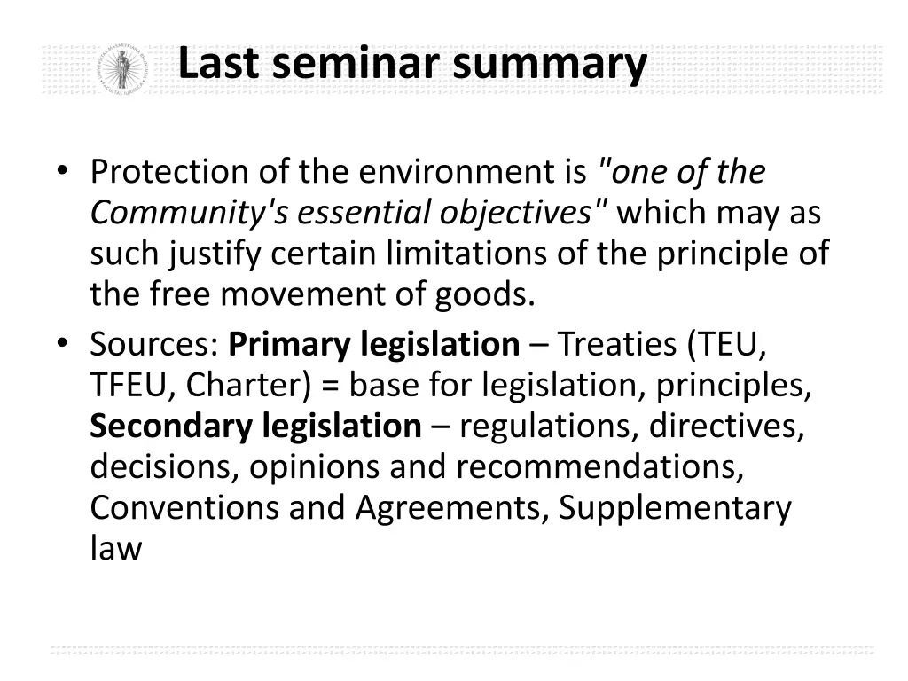 last seminar summary