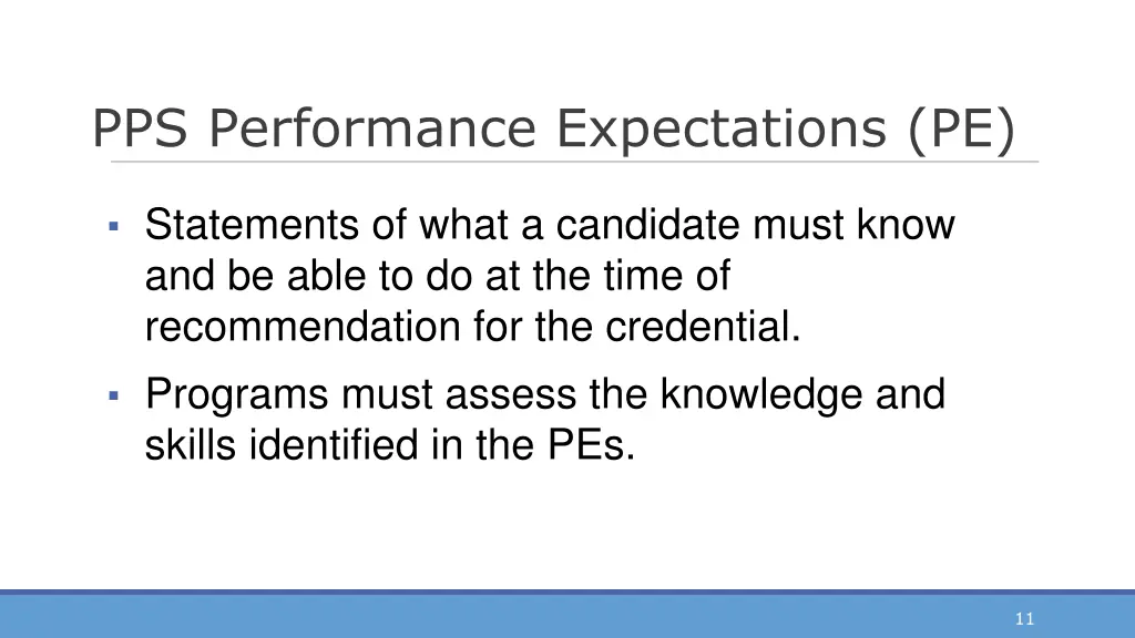 pps performance expectations pe