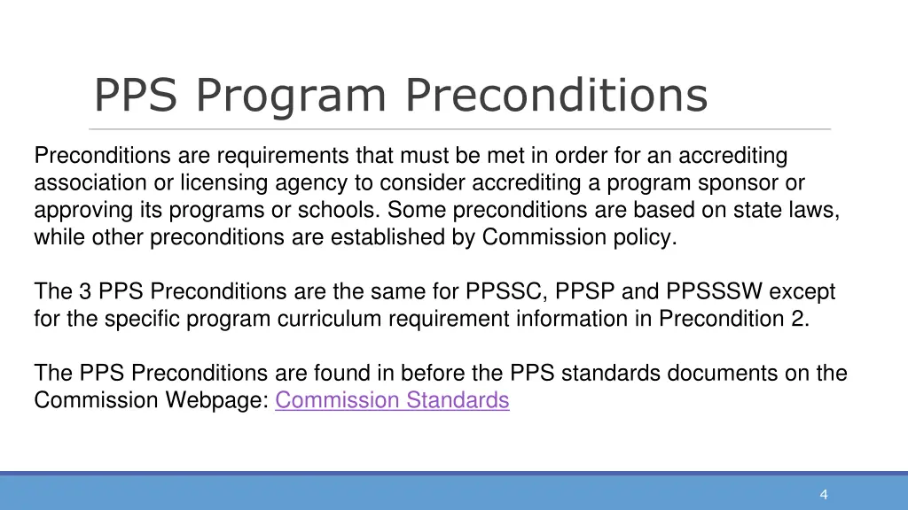 pps program preconditions