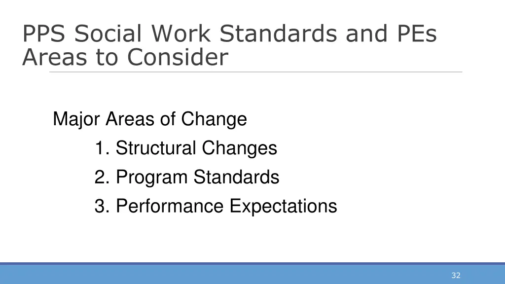 pps social work standards and pes areas