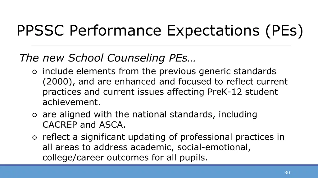 ppssc performance expectations pes 1