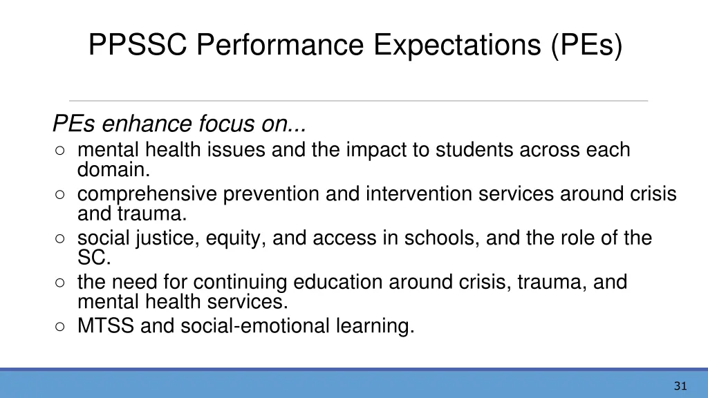 ppssc performance expectations pes 2