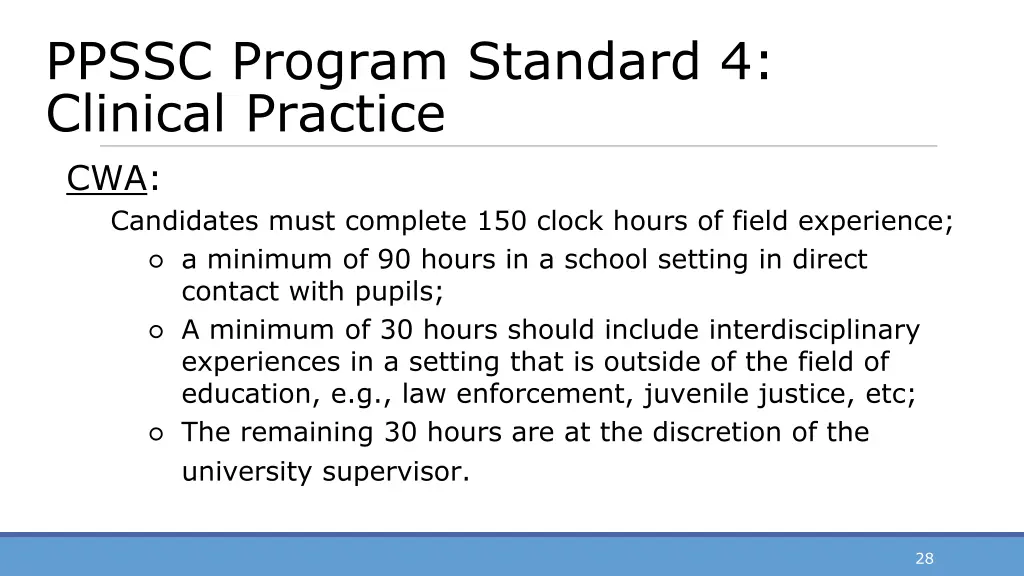 ppssc program standard 4 clinical practice 1