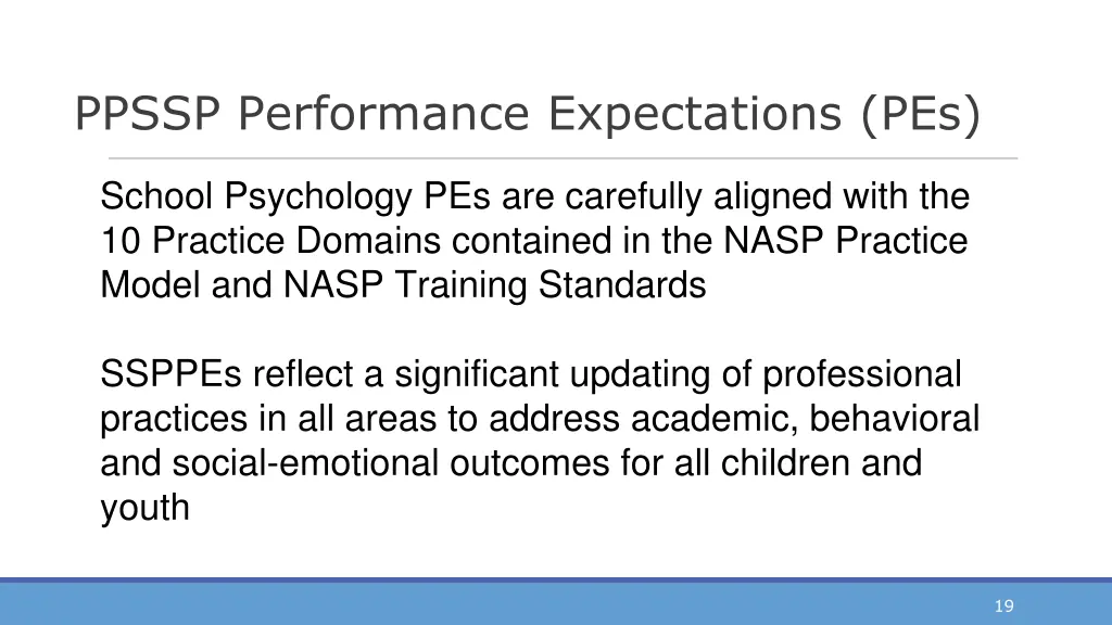 ppssp performance expectations pes