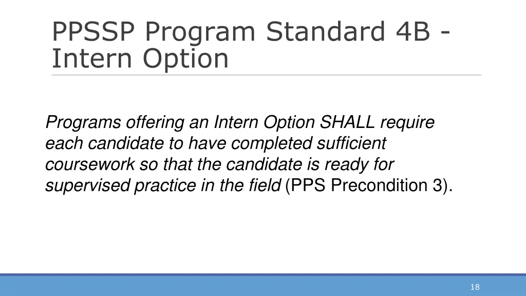 ppssp program standard 4b intern option