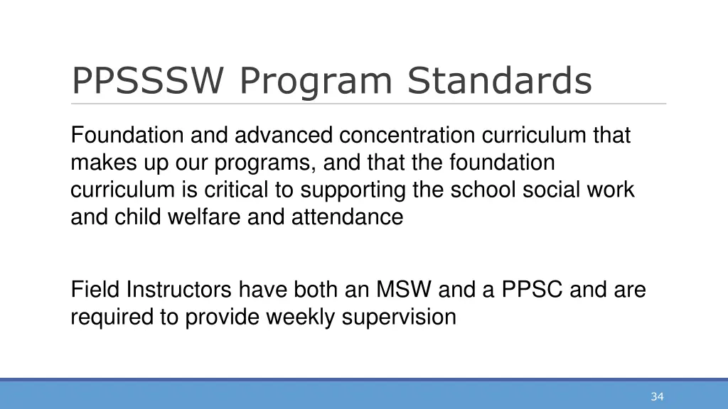 ppsssw program standards