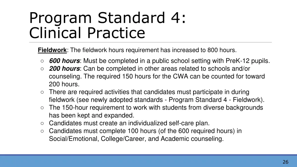 program standard 4 clinical practice