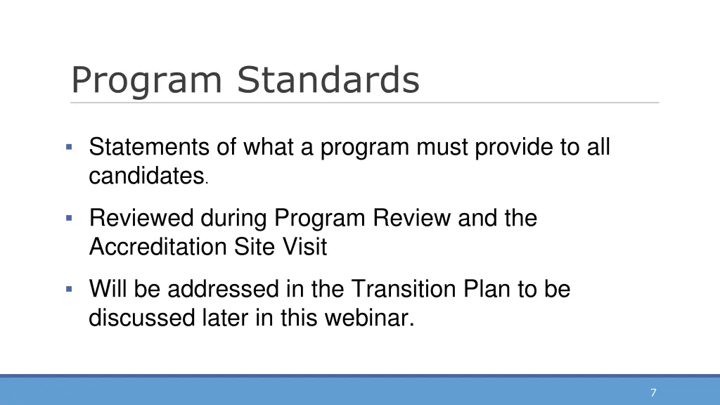 program standards