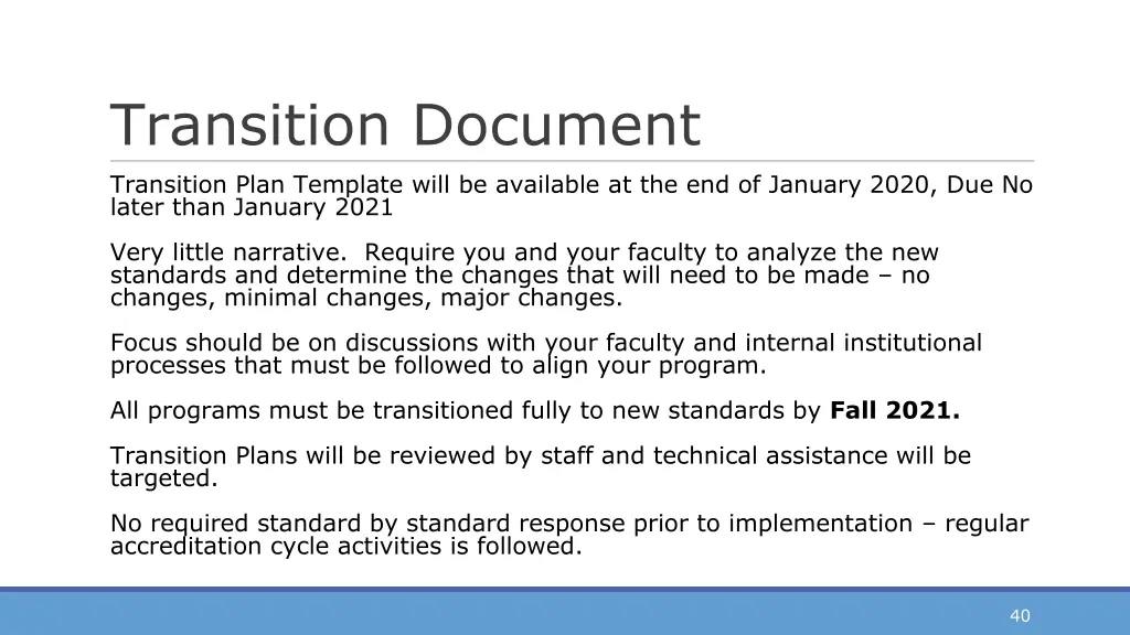 transition document