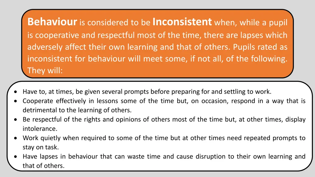 behaviour is considered to be inconsistent when