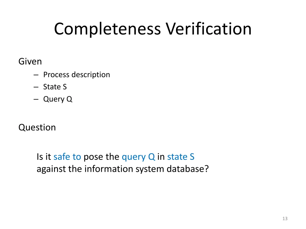 completeness verification