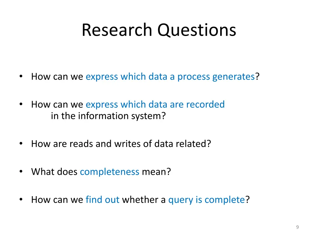 research questions