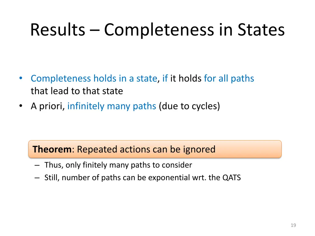 results completeness in states