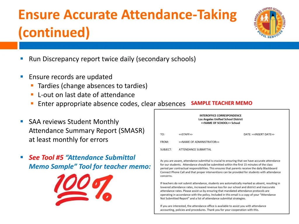 ensure accurate attendance taking continued