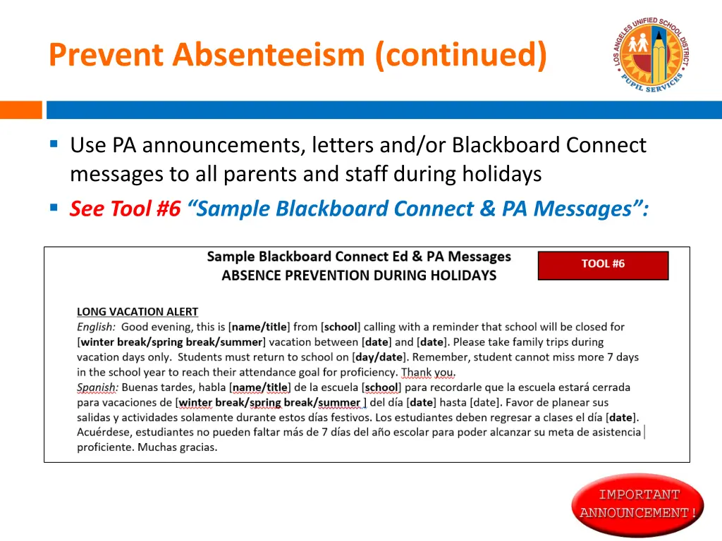 prevent absenteeism continued