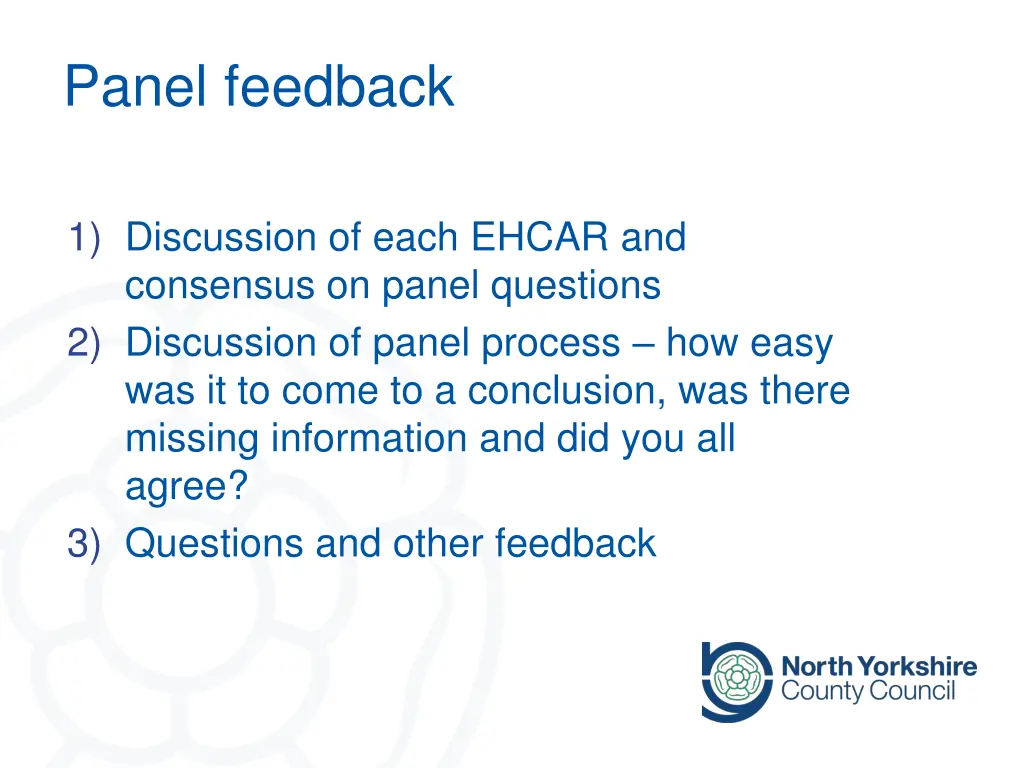 panel feedback