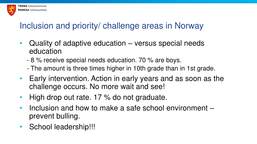 inclusion and priority challenge areas in norway