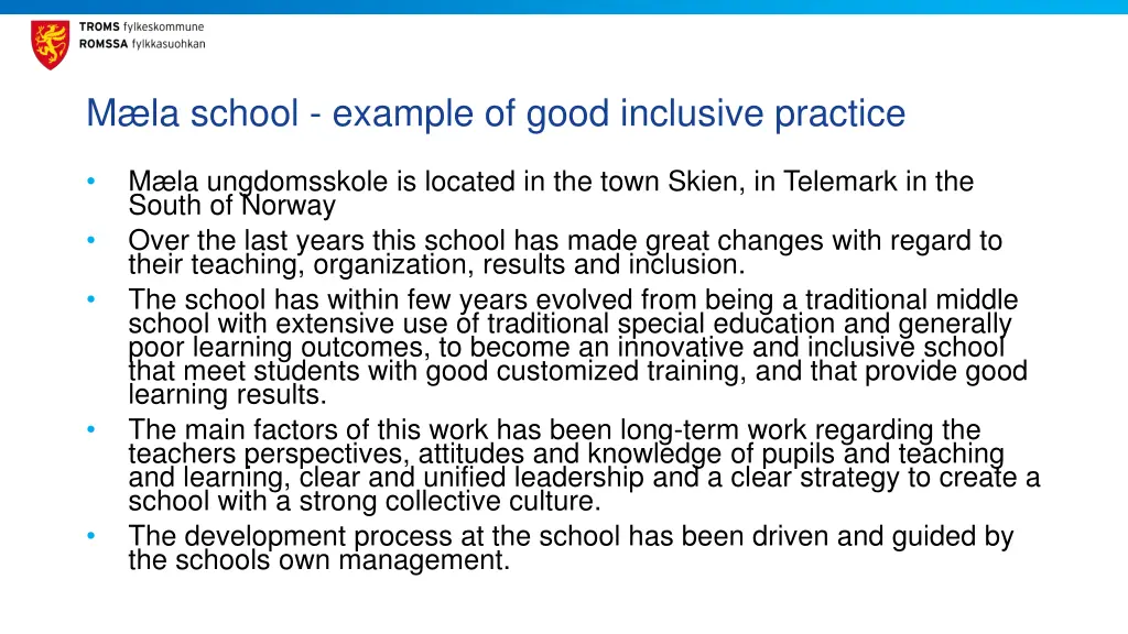 m la school example of good inclusive practice