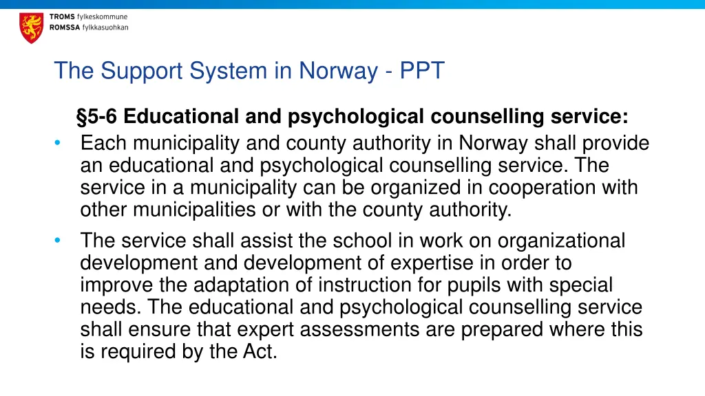 the support system in norway ppt