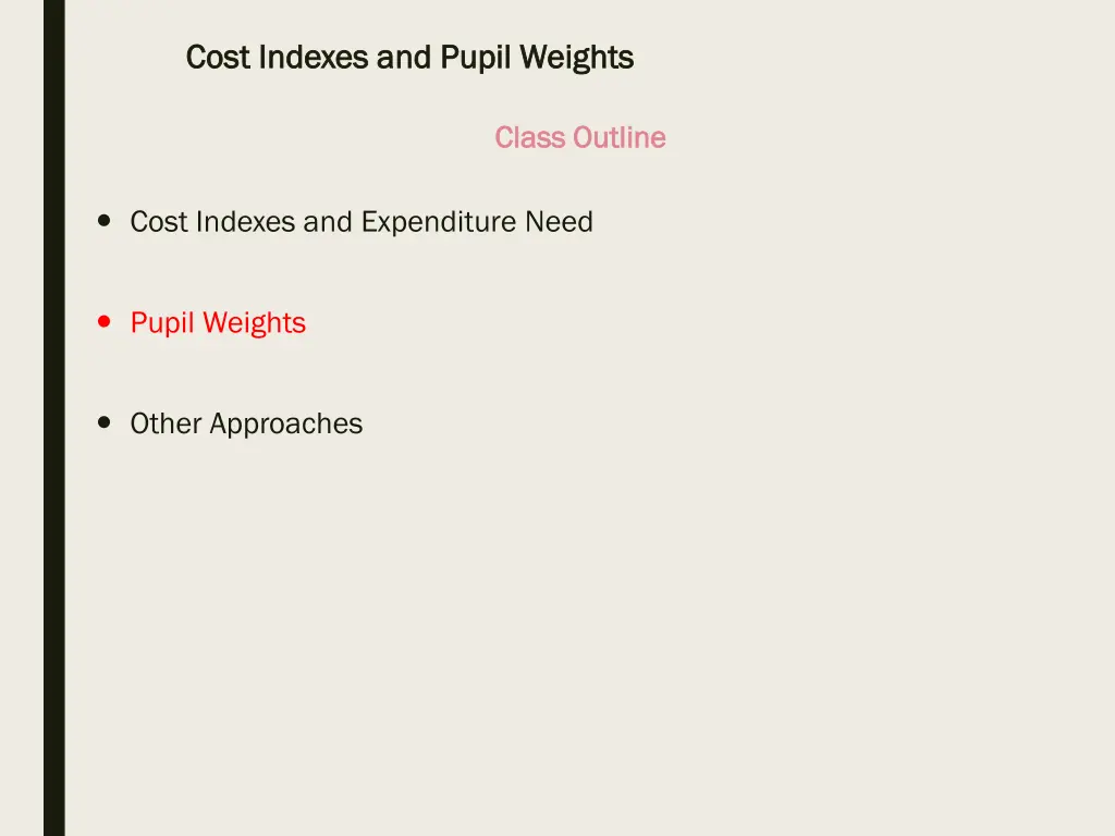 cost indexes and pupil weights cost indexes 10