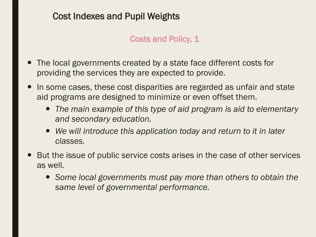 cost indexes and pupil weights cost indexes 2