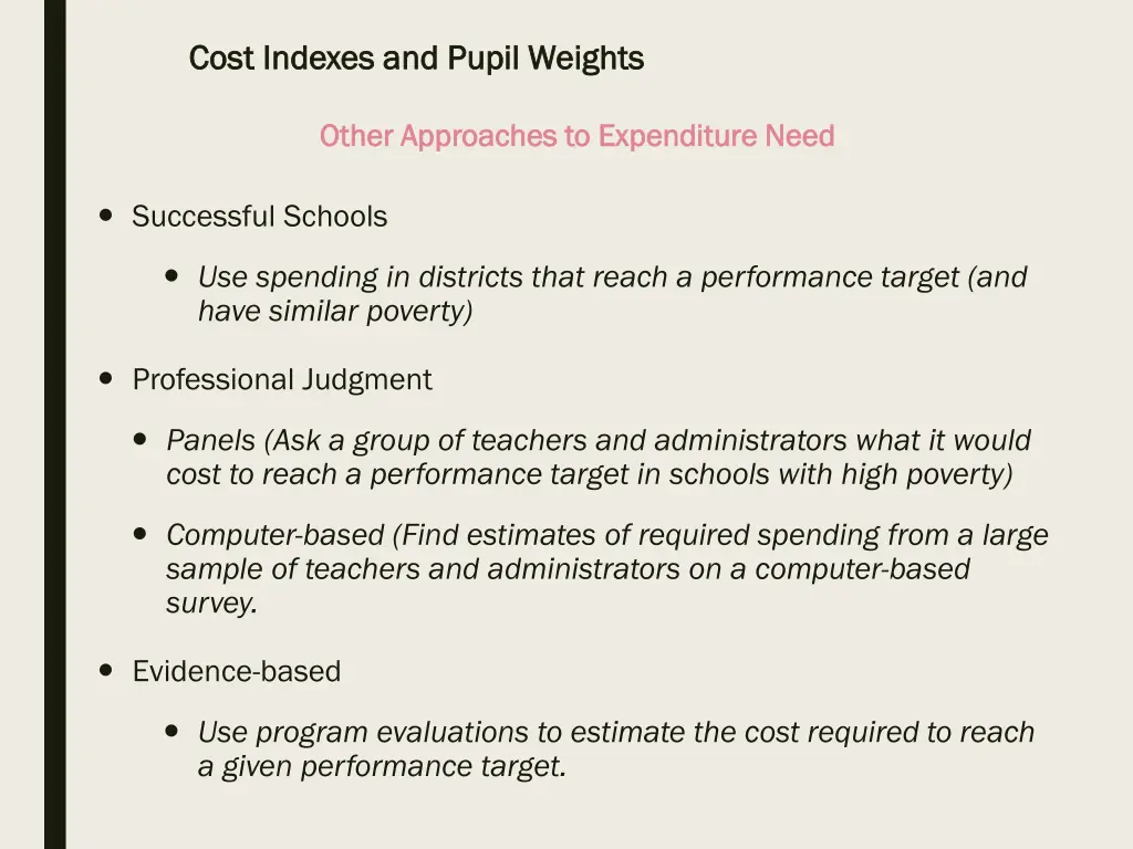 cost indexes and pupil weights cost indexes 24