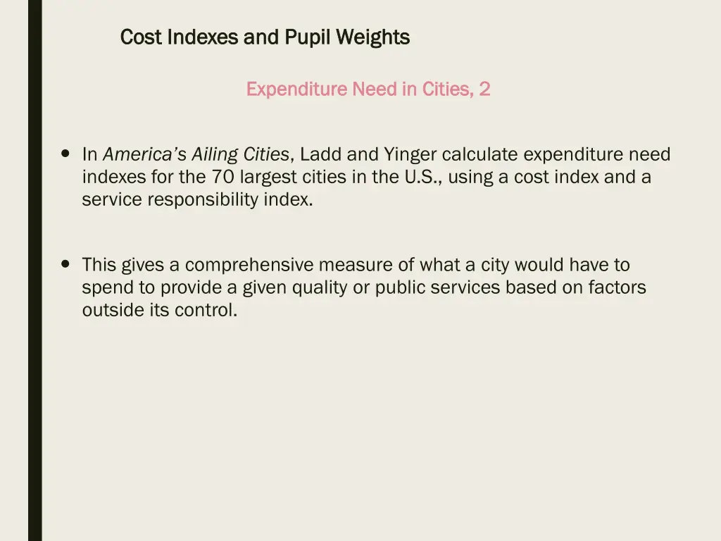 cost indexes and pupil weights cost indexes 26