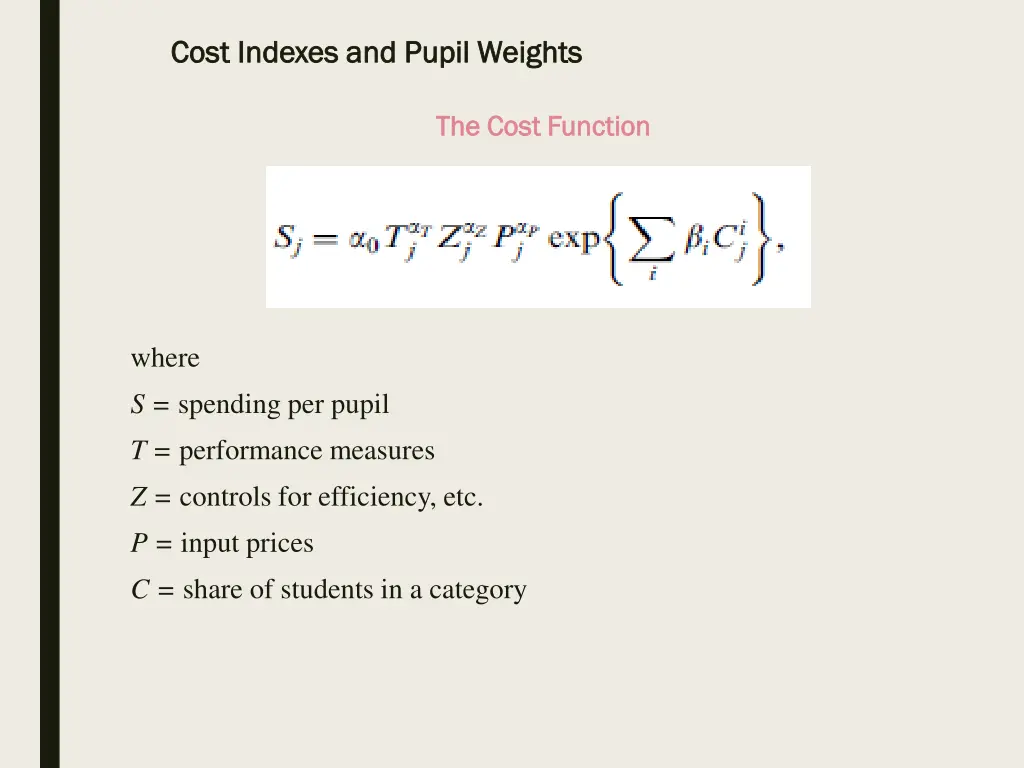 cost indexes and pupil weights cost indexes 4