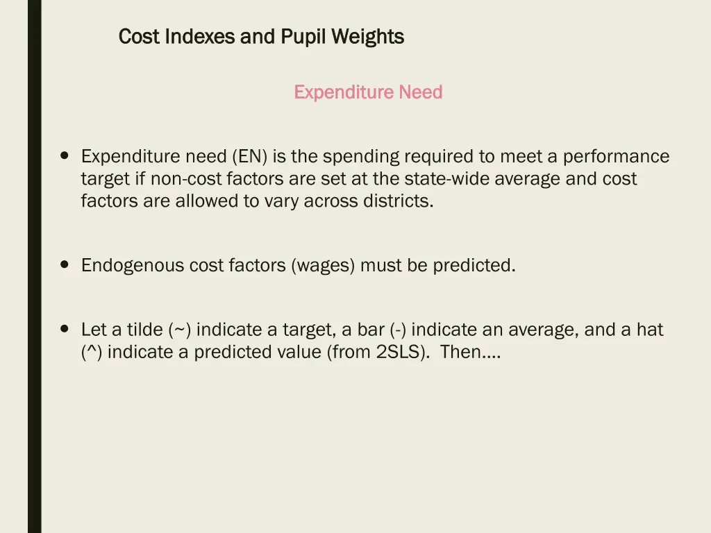 cost indexes and pupil weights cost indexes 5