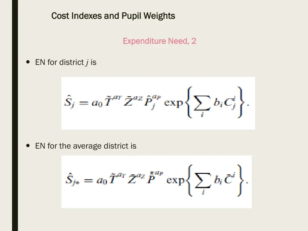 cost indexes and pupil weights cost indexes 6