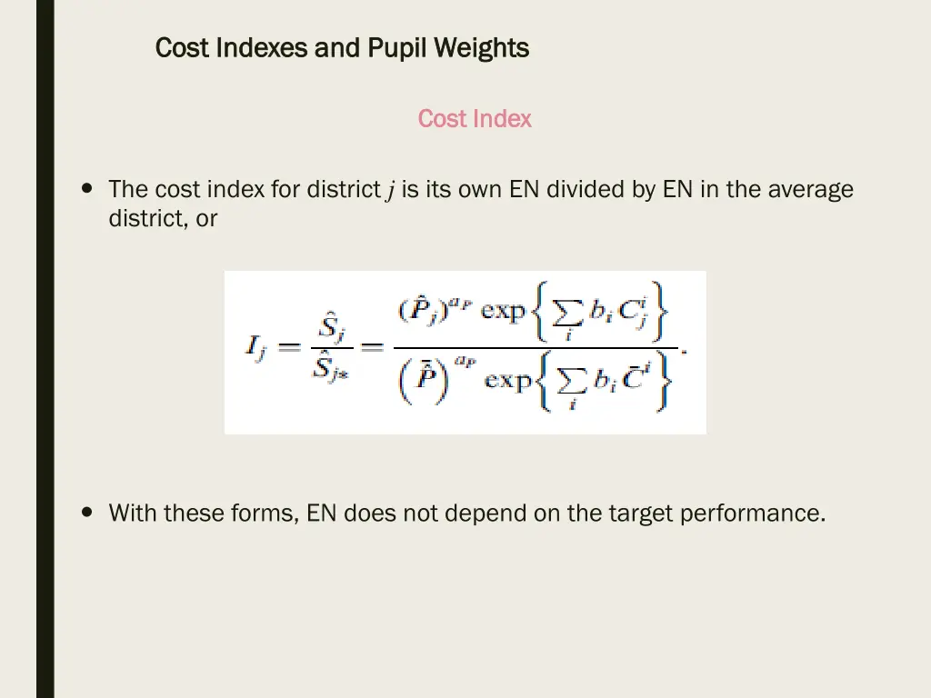 cost indexes and pupil weights cost indexes 7