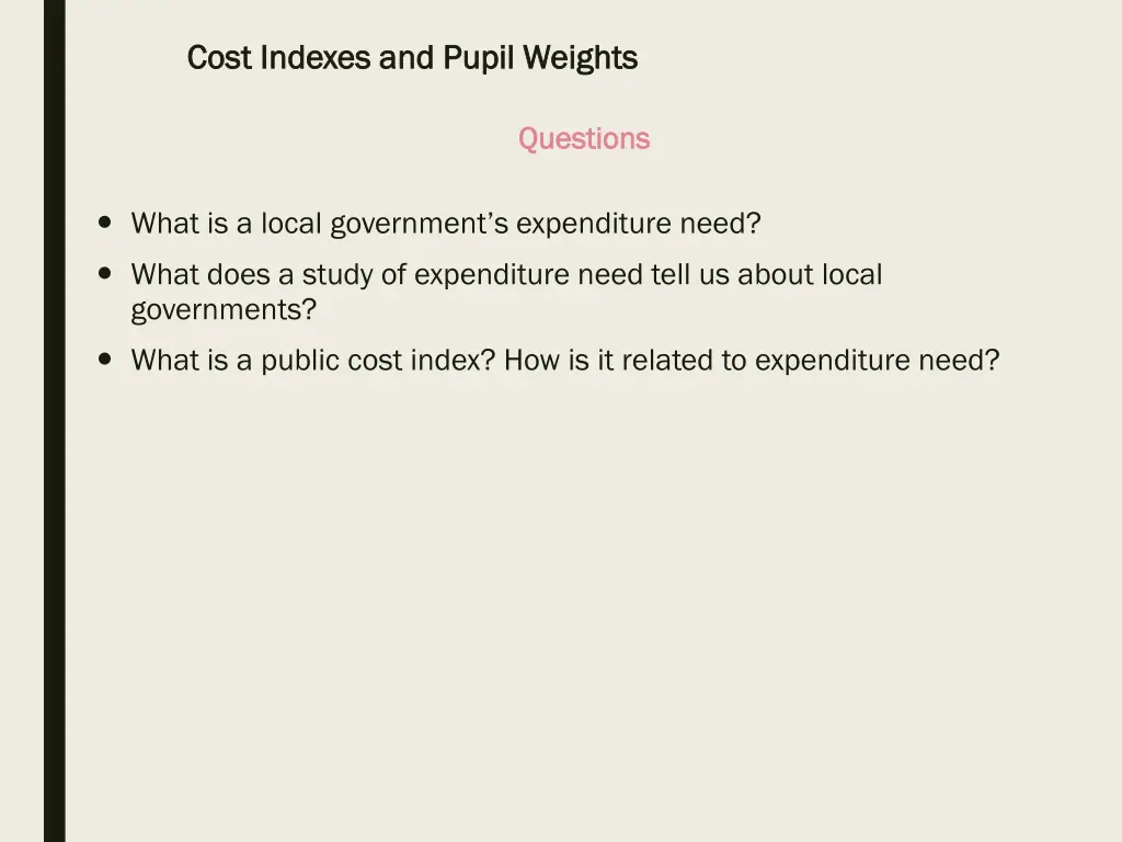 cost indexes and pupil weights cost indexes 9