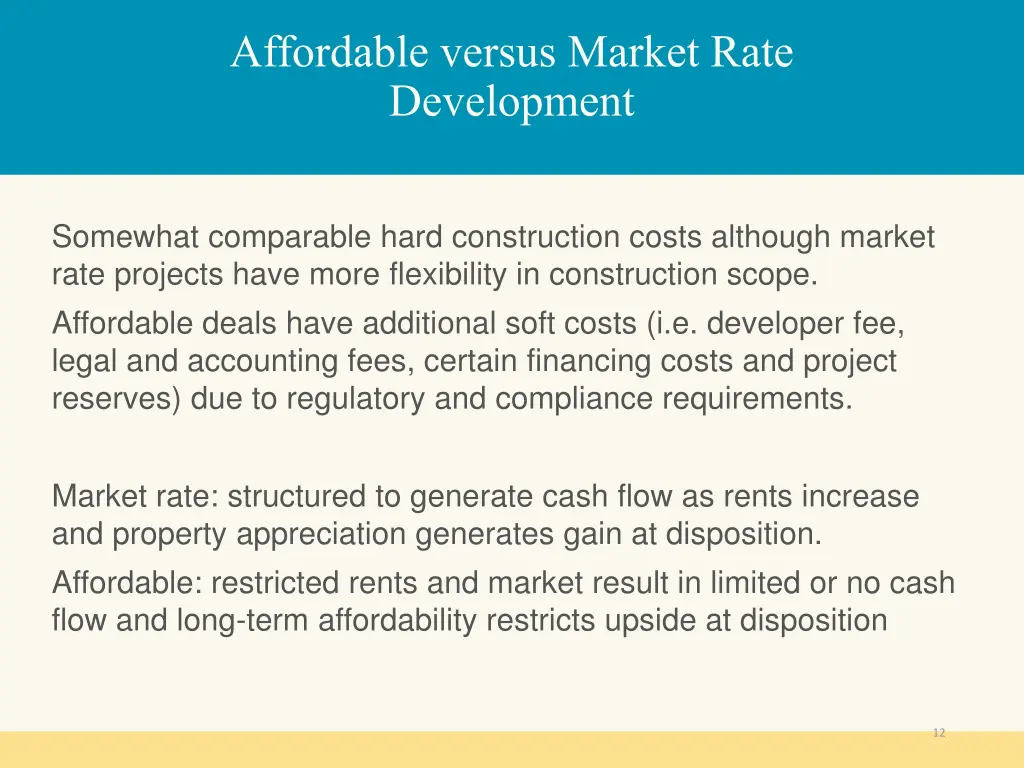 affordable versus market rate development