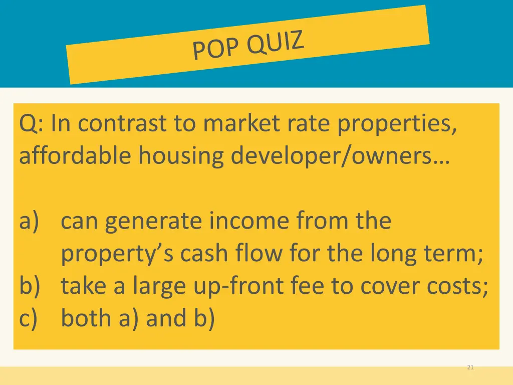 q in contrast to market rate properties